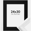 Ramme Abisko Hvid 24x30 cm - Passepartout Sort 7x9 inches