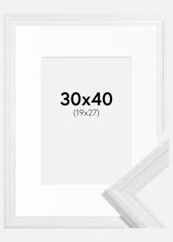 Ramme Abisko Hvid 30x40 cm - Passepartout Hvid 20x28 cm