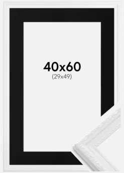 Ramme Abisko Hvid 40x60 cm - Passepartout Sort 30x50 cm