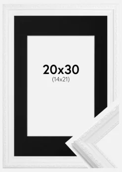 Ramme Abisko Hvid 20x30 cm - Passepartout Sort 15x22 cm