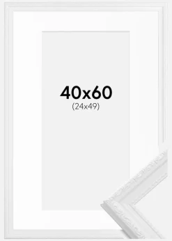 Ramme Abisko Hvid 40x60 cm - Passepartout Hvid 25x50 cm