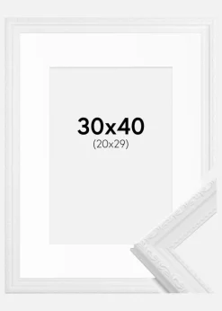 Ramme Abisko Hvid 30x40 cm - Passepartout Hvid 21x30 cm