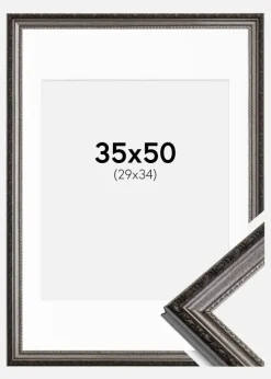 Ramme Abisko Sølv 35x50 cm - Passepartout Hvid 30x35 cm