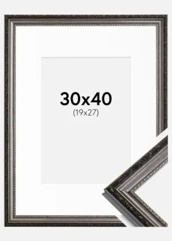 Ramme Abisko Sølv 30x40 cm - Passepartout Hvid 20x28 cm