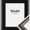 Ramme Abisko Sølv 50x60 cm - Passepartout Sort 37x46 cm