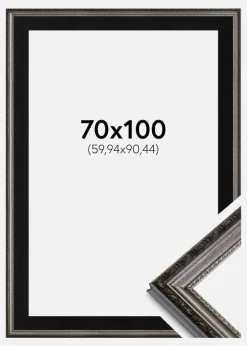 Ramme Abisko Sølv 70x100 cm - Passepartout Sort 24x36 inches