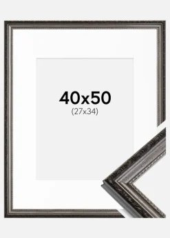 Ramme Abisko Sølv 40x50 cm - Passepartout Hvid 28x35 cm