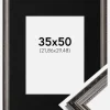 Ramme Abisko Sølv 35x50 cm - Passepartout Sort 9x12 inches