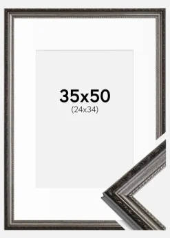 Ramme Abisko Sølv 35x50 cm - Passepartout Hvid 25x35 cm