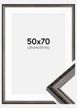 Ramme Abisko Sølv 50x70 cm - Passepartout Hvid 16x24 inches