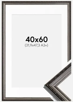 Ramme Abisko Sølv 40x60 cm - Passepartout Hvid 32,9x48,3 cm (A3+)