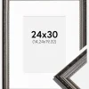 Ramme Abisko Sølv 24x30 cm - Passepartout Hvid 6x8 inches