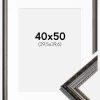 Ramme Abisko Sølv 40x50 cm - Passepartout Hvid 12x16 inches