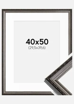 Ramme Abisko Sølv 40x50 cm - Passepartout Hvid 12x16 inches