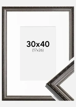 Ramme Abisko Sølv 30x40 cm - Passepartout Hvid 18x27 cm
