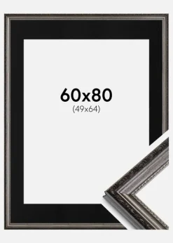 Ramme Abisko Sølv 60x80 cm - Passepartout Sort 50x65 cm