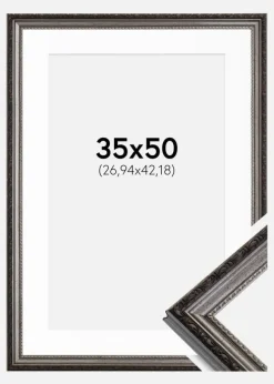 Ramme Abisko Sølv 35x50 cm - Passepartout Hvid 11x17 inches