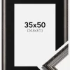Ramme Abisko Sølv 35x50 cm - Passepartout Sort 10x15 inches