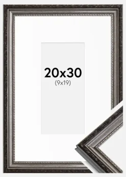 Ramme Abisko Sølv 20x30 cm - Passepartout Hvid 10x20 cm