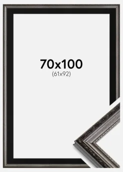 Ramme Abisko Sølv 70x100 cm - Passepartout Sort 62x93 cm
