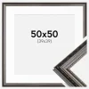Ramme Abisko Sølv 50x50 cm - Passepartout Hvid 40x40 cm