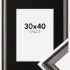 Ramme Abisko Sølv 30x40 cm - Passepartout Sort 20x28 cm