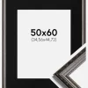 Ramme Abisko Sølv 50x60 cm - Passepartout Sort 14x18 inches