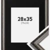 Ramme Abisko Sølv 28x35 cm - Passepartout Sort 20x25 cm