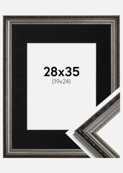 Ramme Abisko Sølv 28x35 cm - Passepartout Sort 20x25 cm