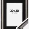 Ramme Abisko Sølv 20x30 cm - Passepartout Sort 15x22 cm