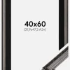 Ramme Abisko Sølv 40x60 cm - Passepartout Sort 32,9x48,3 cm (A3+)