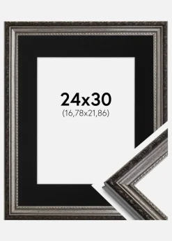 Ramme Abisko Sølv 24x30 cm - Passepartout Sort 7x9 inches