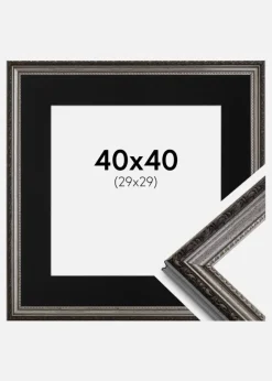 Ramme Abisko Sølv 40x40 cm - Passepartout Sort 30x30 cm