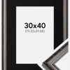 Ramme Abisko Sølv 30x40 cm - Passepartout Sort 8x12 inches