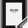 Ramme Abisko Sølv 35x50 cm - Passepartout Sort 25x35 cm