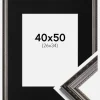 Ramme Abisko Sølv 40x50 cm - Passepartout Sort 27x35 cm