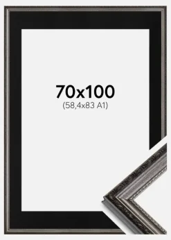 Ramme Abisko Sølv 70x100 cm - Passepartout Sort 59,4x84 cm (A1)