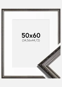 Ramme Abisko Sølv 50x60 cm - Passepartout Hvid 14x18 inches