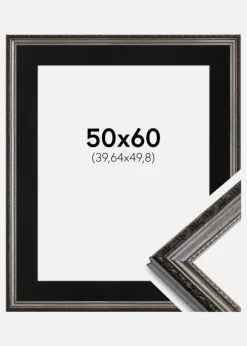 Ramme Abisko Sølv 50x60 cm - Passepartout Sort 16x20 inches