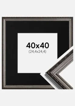 Ramme Abisko Sølv 40x40 cm - Passepartout Sort 10x10 inches