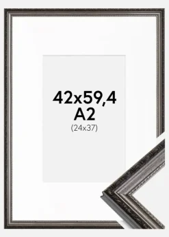 Ramme Abisko Sølv 42x59,4 cm (A2) - Passepartout Hvid 25x38 cm