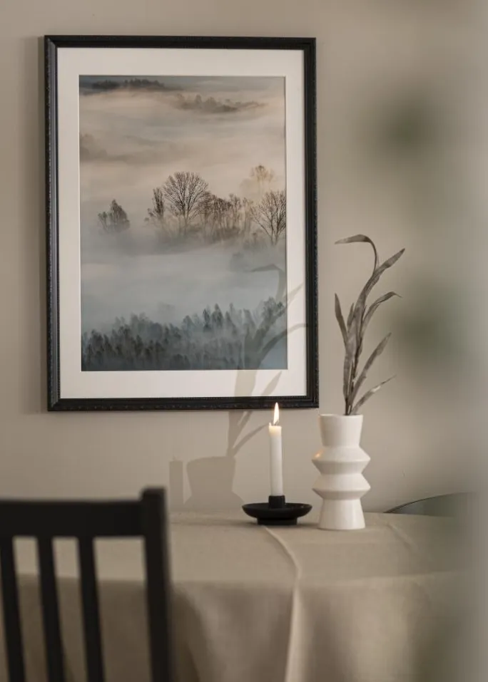 Ramme Abisko Sort 60x60 cm - Passepartout Hvid 45x45 cm