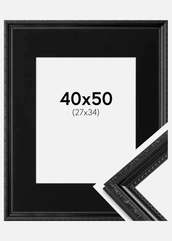 Ramme Abisko Sort 40x50 cm - Passepartout Sort 28x35 cm