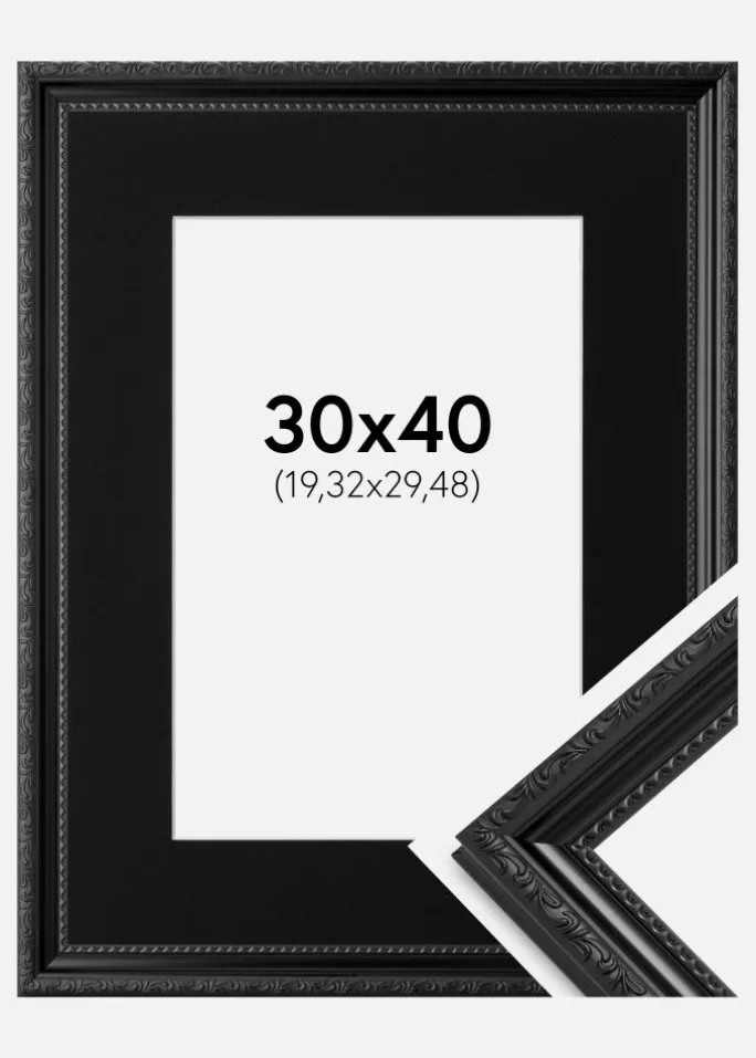 Ramme Abisko Sort 30x40 cm - Passepartout Sort 8x12 inches