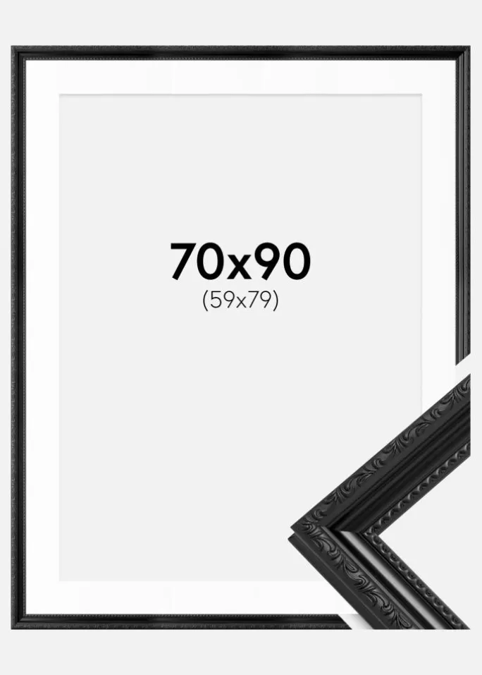 Ramme Abisko Sort 70x90 cm - Passepartout Hvid 60x80 cm