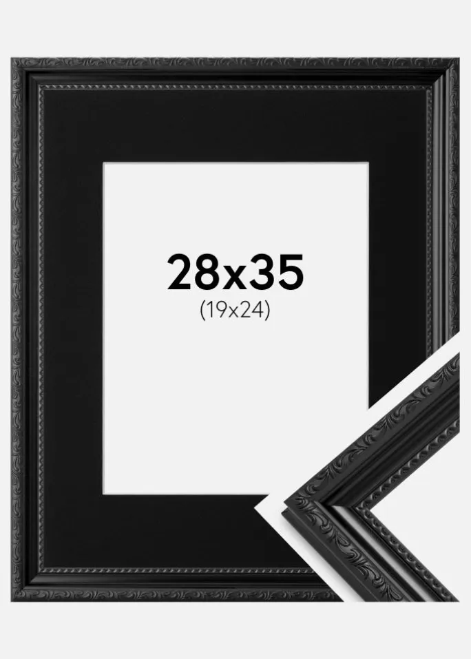 Ramme Abisko Sort 28x35 cm - Passepartout Sort 20x25 cm