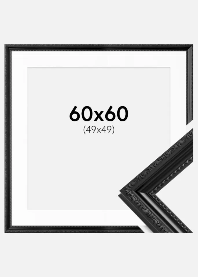 Ramme Abisko Sort 60x60 cm - Passepartout Hvid 50x50 cm