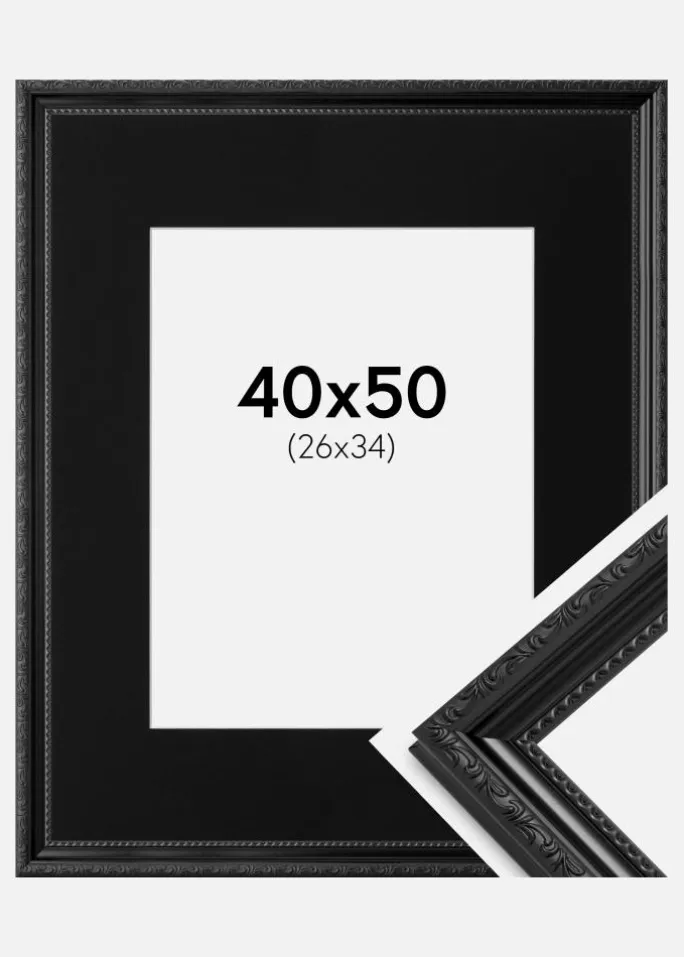 Ramme Abisko Sort 40x50 cm - Passepartout Sort 27x35 cm