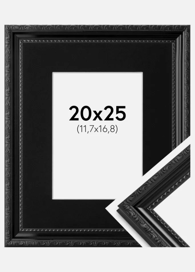 Ramme Abisko Sort 20x25 cm - Passepartout Sort 5x7 inches