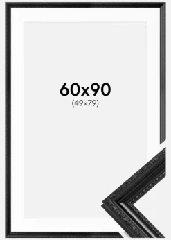 Ramme Abisko Sort 60x90 cm - Passepartout Hvid 50x80 cm